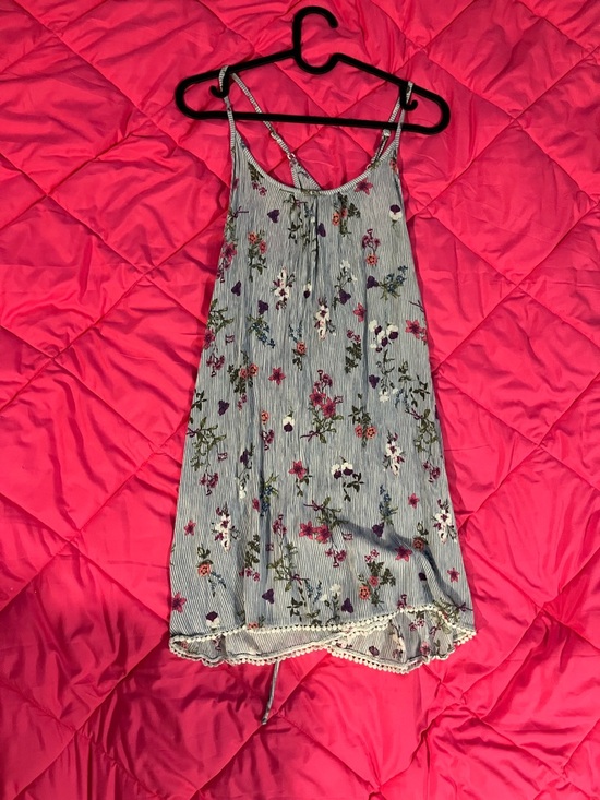 Wallflower Tops - Wallflower Blue Striped Floral Lace-Trim Cami